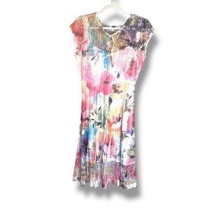 Komarov Floral Cap Sleeve Midi Dress Size XL High Tea Party Wedding Guest Easter